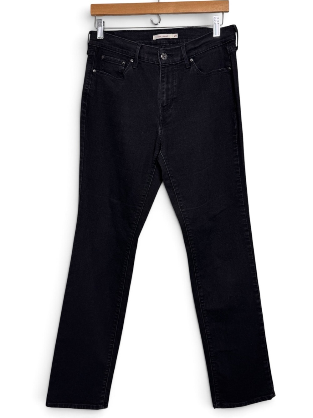 Levi’s 505 Women’s Straight Leg Jeans Black W30 L34 Stretch Denim